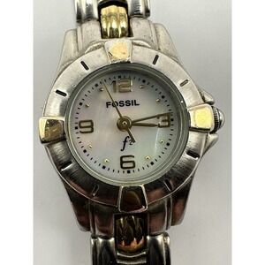 Fossil ES-8761 Mother Of Pearl 20MM 6" Women New Battery Two Tone  Dress Watch Q